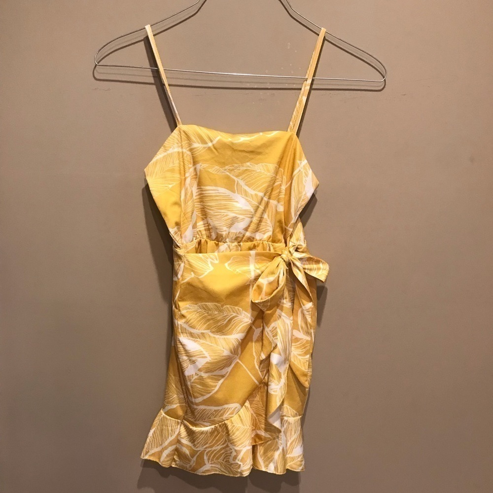 4/$25 Ecowish Faux Wrap Dress Yellow  Small